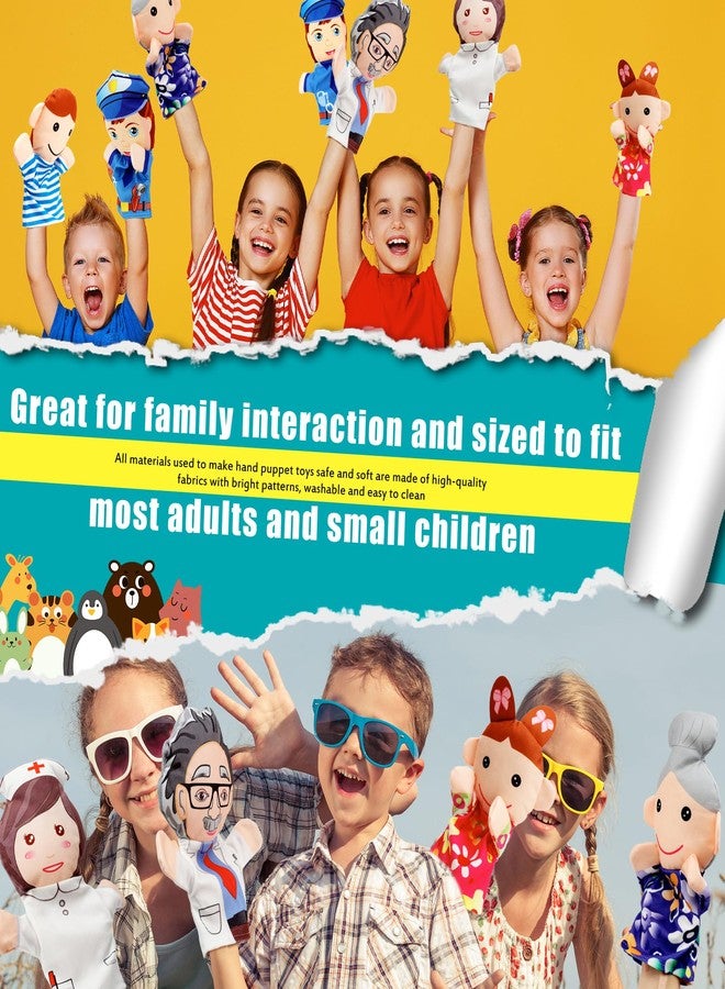 Flahard 9 Pcs Family Puppets Profession People Hand Puppet Plush Grandparents Mom Dad Brother Sister Police Scientist Nurse Puppets for Kids Adults Storytelling Teaching Role Play - Image 4